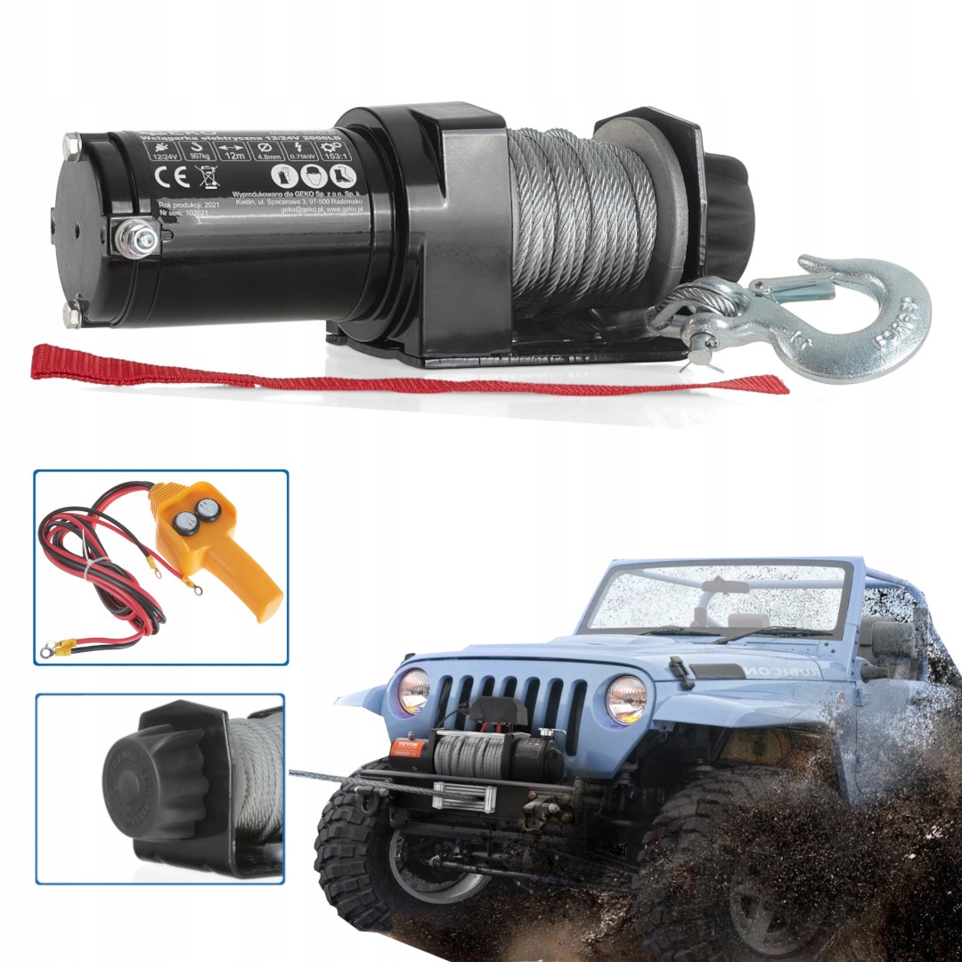Akumulátorový Navijak Do Auta Quada Pluh 12V 2000LBS Pilot