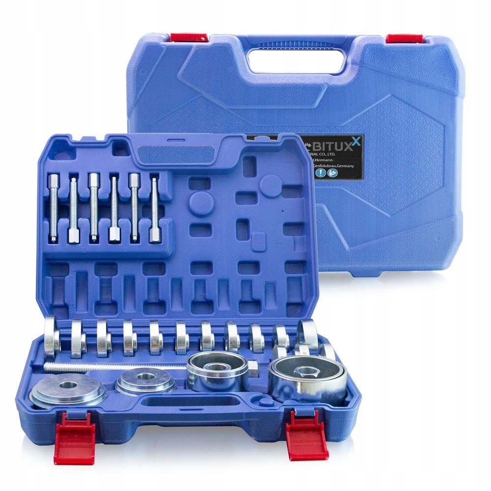 Sada na stláčanie ložísk predných nábojov s 31 prvkami.