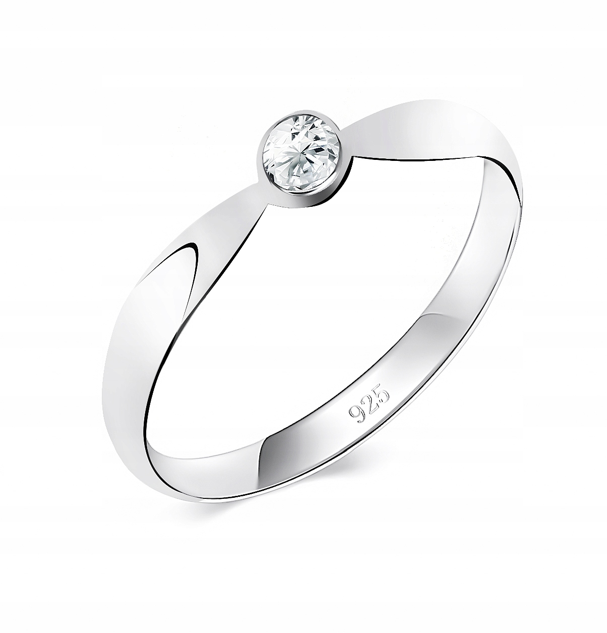 

Srebrny Pierścionek Delikatny Łezka Oczko Cyrkonia