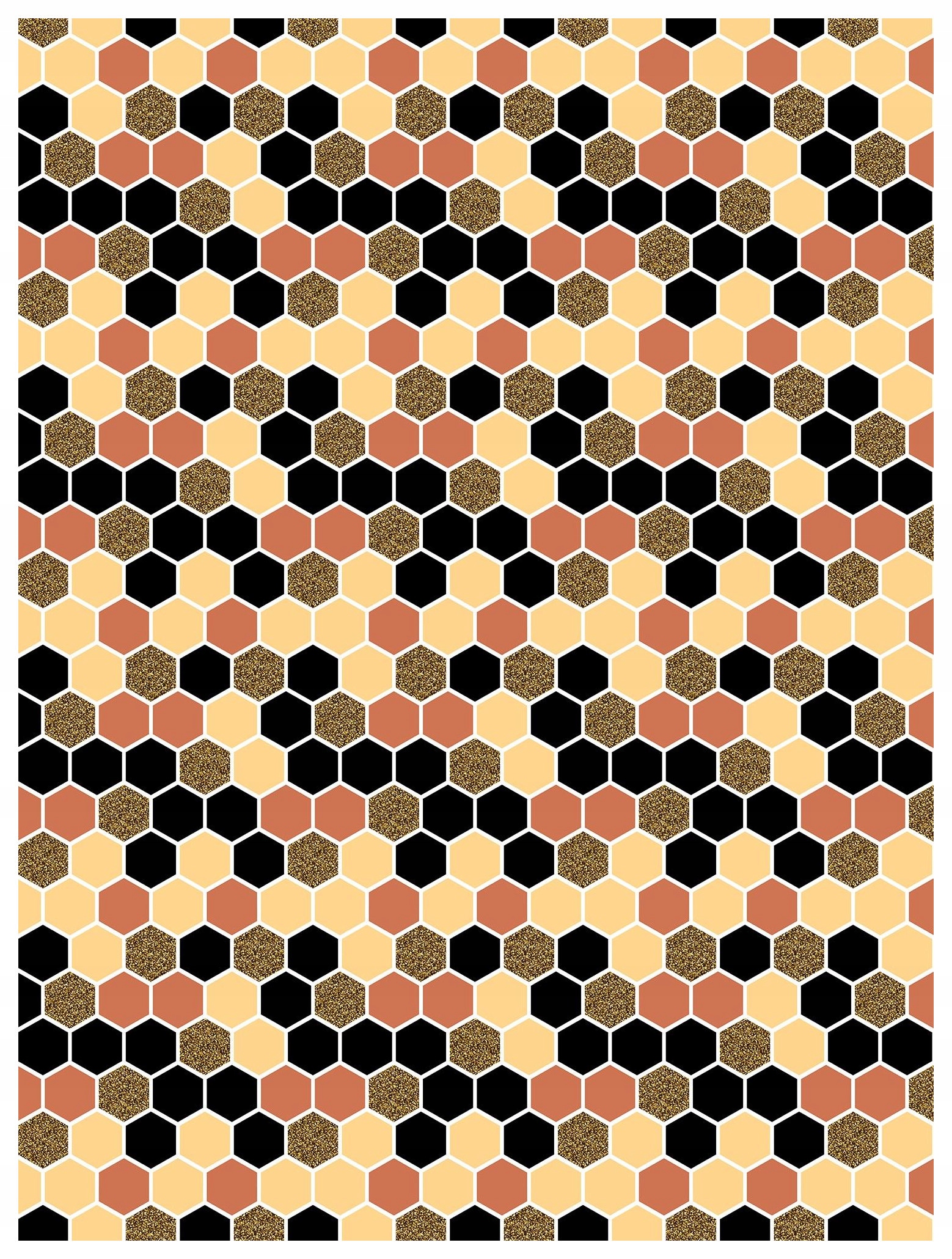 Geometrická tapeta Šesťuholníkový mix bezový Bronz čierny 184x254 vinyl lepidlo