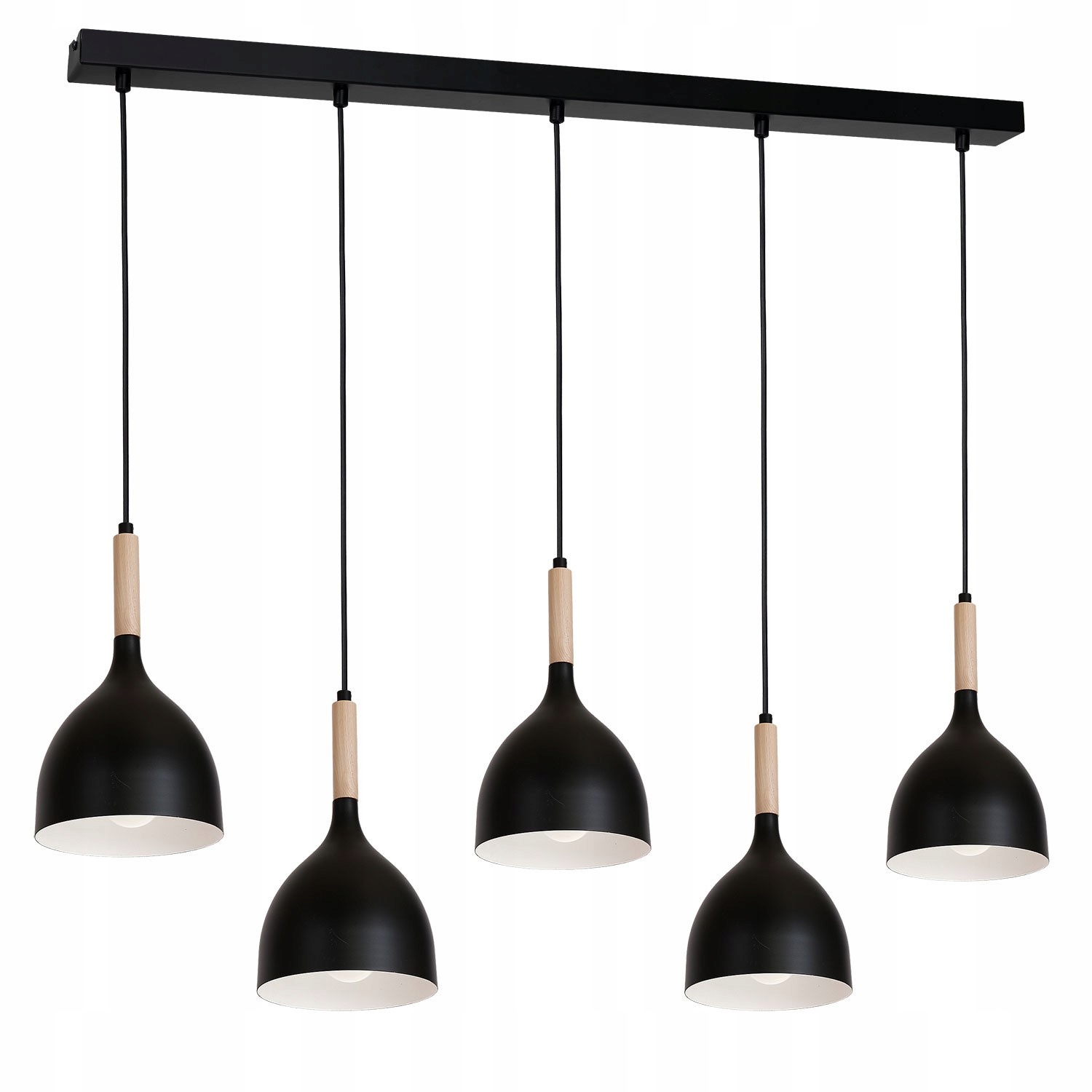 Lampa Wisząca Nad Stół Metalowe Klosze Luminex Noak 1877 Czarny Drewno