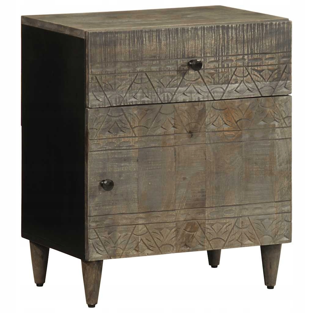 SZAFKA NOCNA JASNOSZARA 50X33X60CM DREWNO LITE MANGO