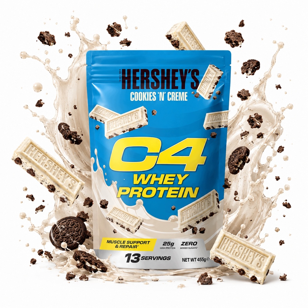 Cellucor C4 Whey Protein Hershey's bílá čokoláda – sušenky 455 g, bílkoviny