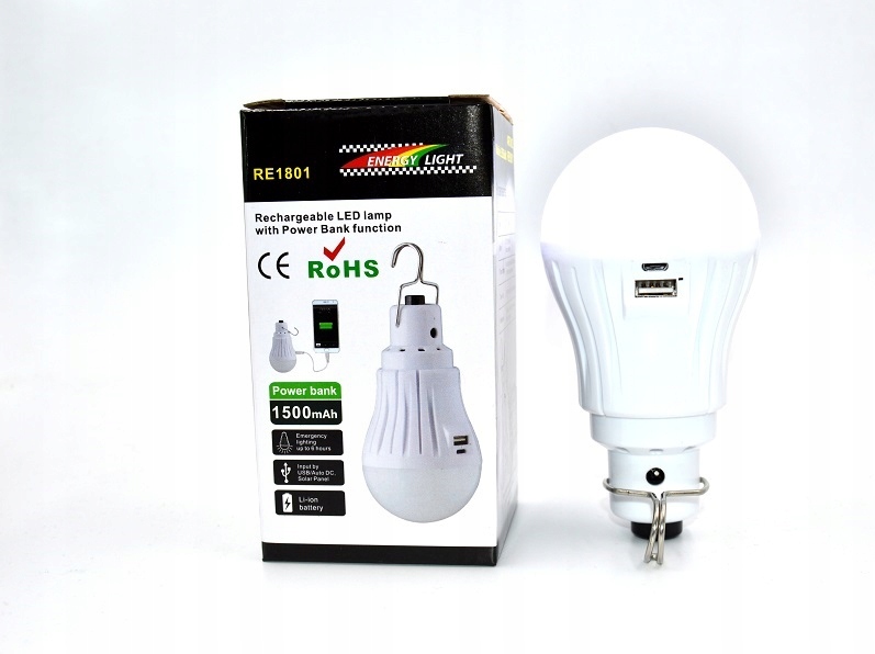 

Lampa akumulatorowa 6W Powerbank Usb ładowalna