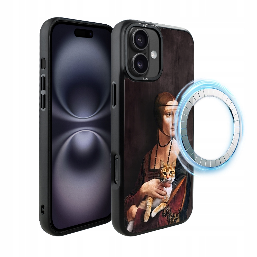 Matný Pouzdro DropGuard pro iPhone 16 Ibizu s MagSafe, Lady with Cat