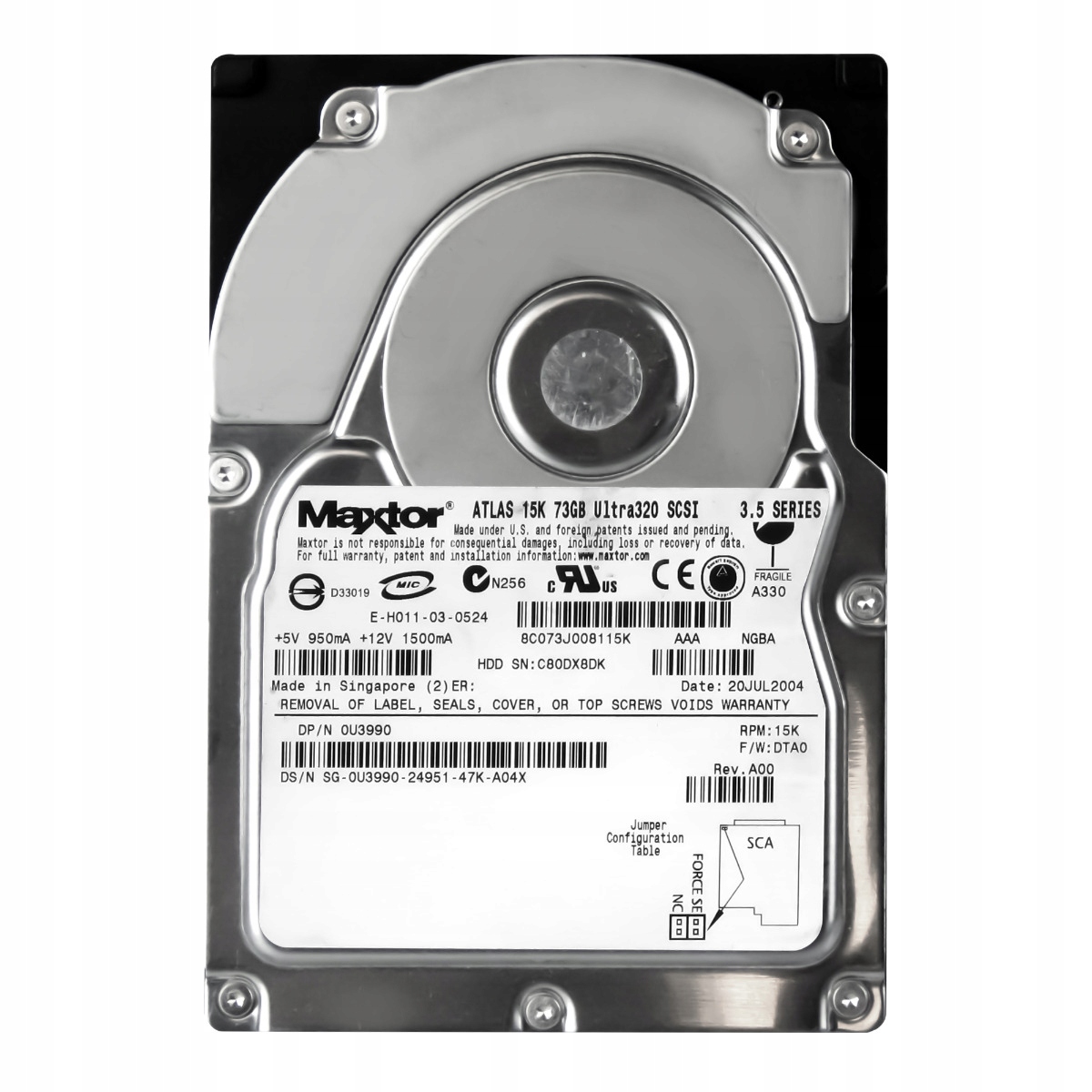 Dell 0U3990 73GB 15K 8MB Scsi U320 3.5'' 8C073J0