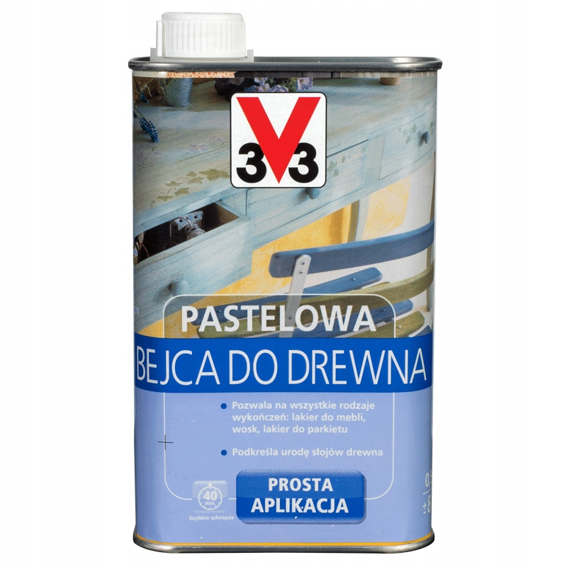 

V33 Bejca Pastelowa Do Drewna Biały Mat 0,5L