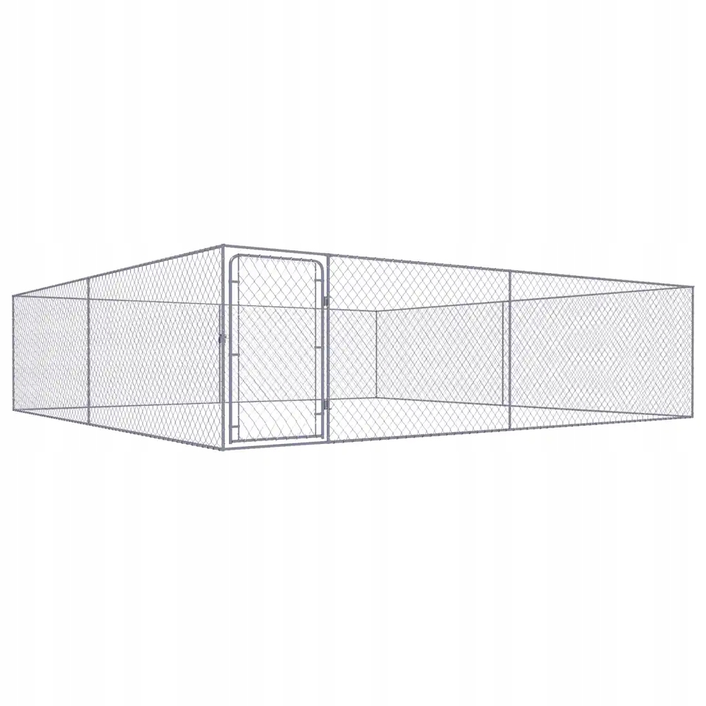 Levně Kotec pro psy z galvanizované oceli, 4x4x1 m, stříbrná, závěsné dveře