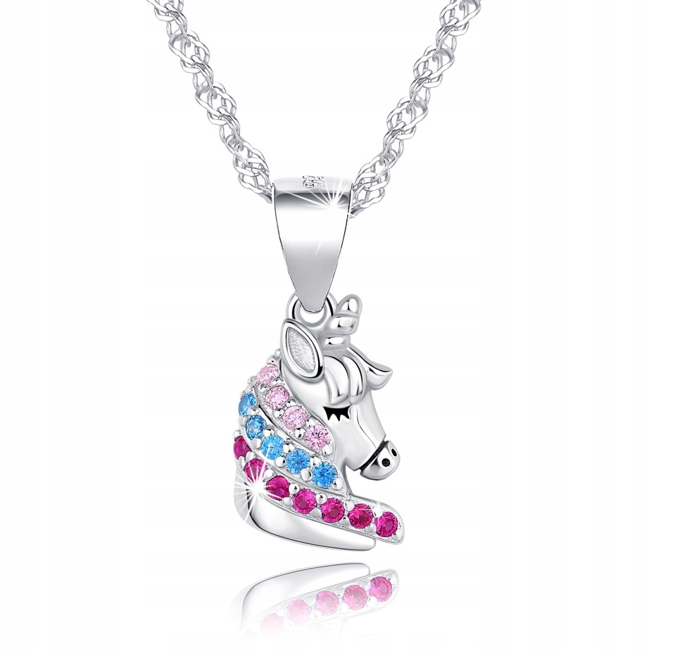 SREBRNY NASZYJNIK 925 JEDNOROŻEC DLA DZIEWCZYNKI MAGICZNY TALIZMAN Marka Mennica Bydgoska