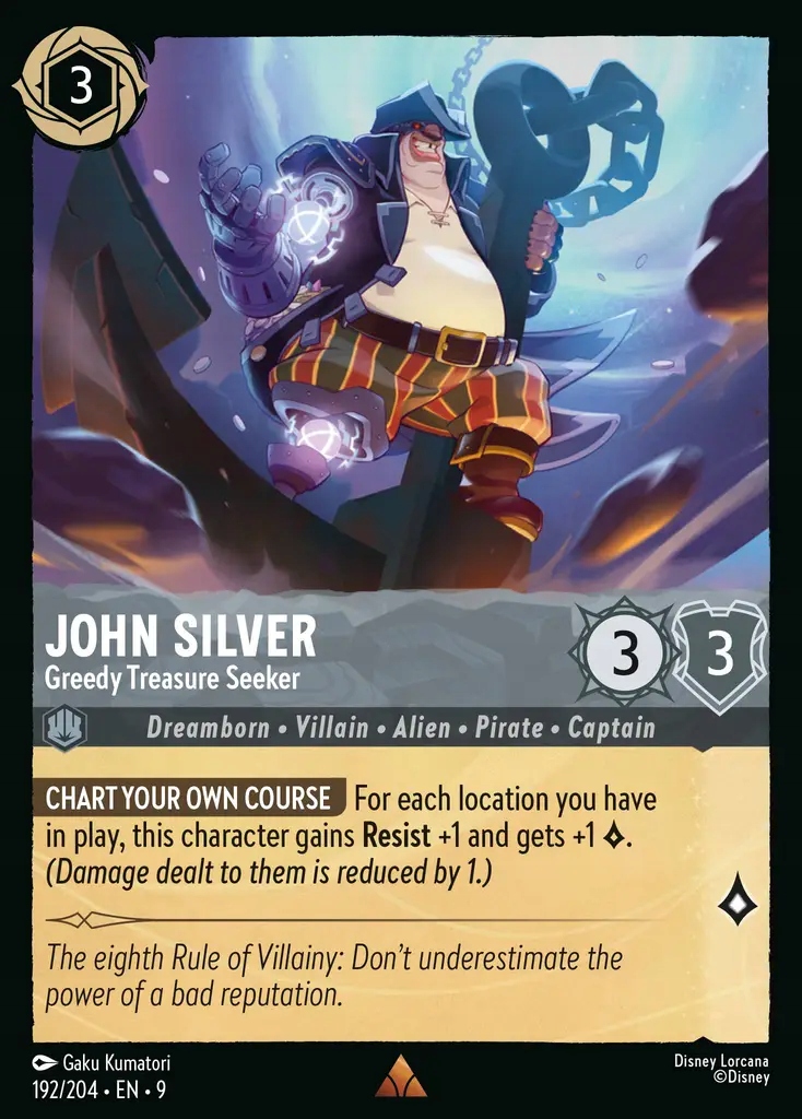Disney Lorcana John Silver Greedy Treasure Seeker 9FAB #192