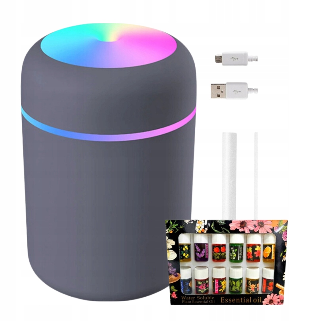 NAWILŻACZ POWIETRZA LECZNICZY W ZESTAWIE Z 12 OLEJKAMI ETERYCZNYMI DYFUZOR