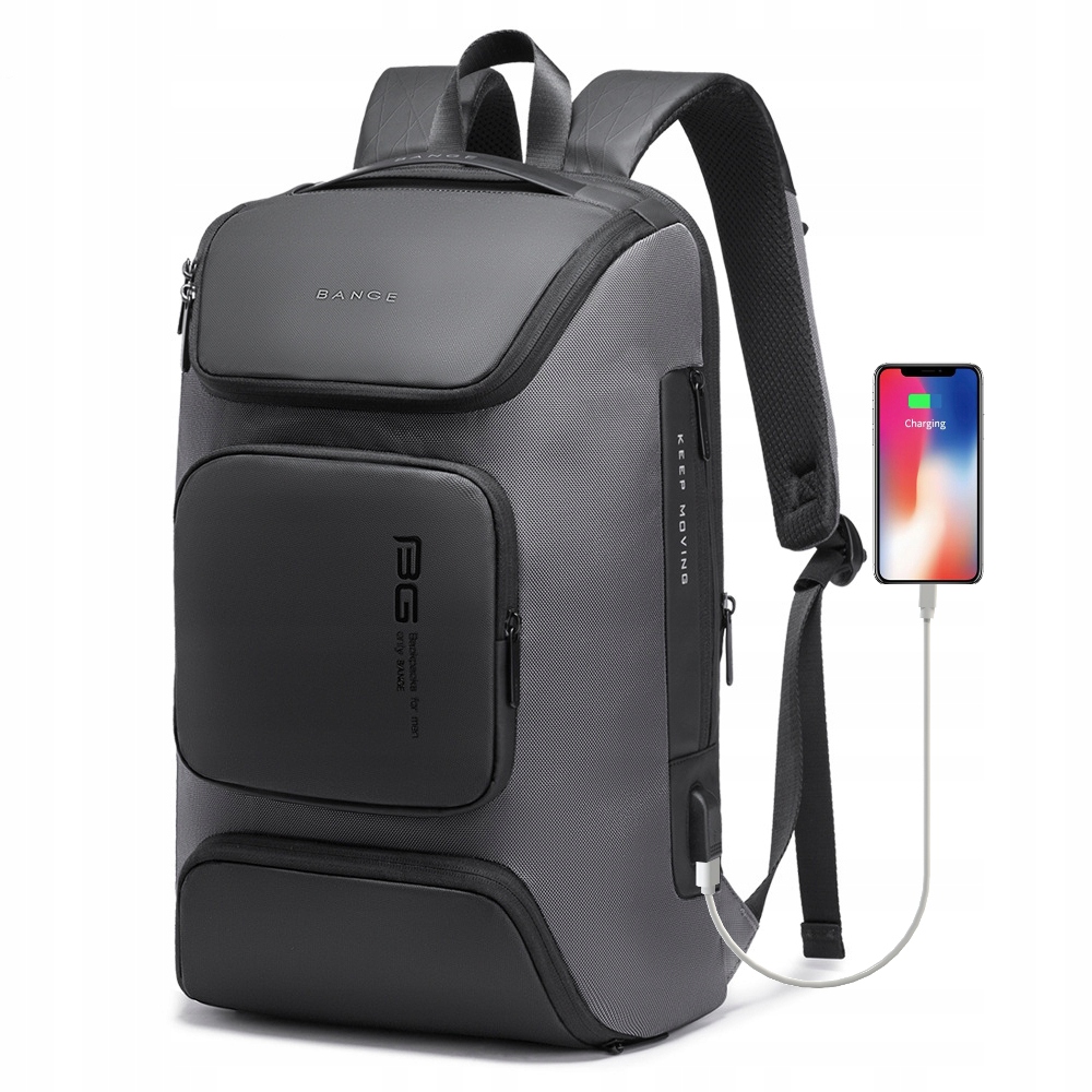 Plecak Bange BG-7078 na laptopa 15,6 z Usb dwukomorowy szary