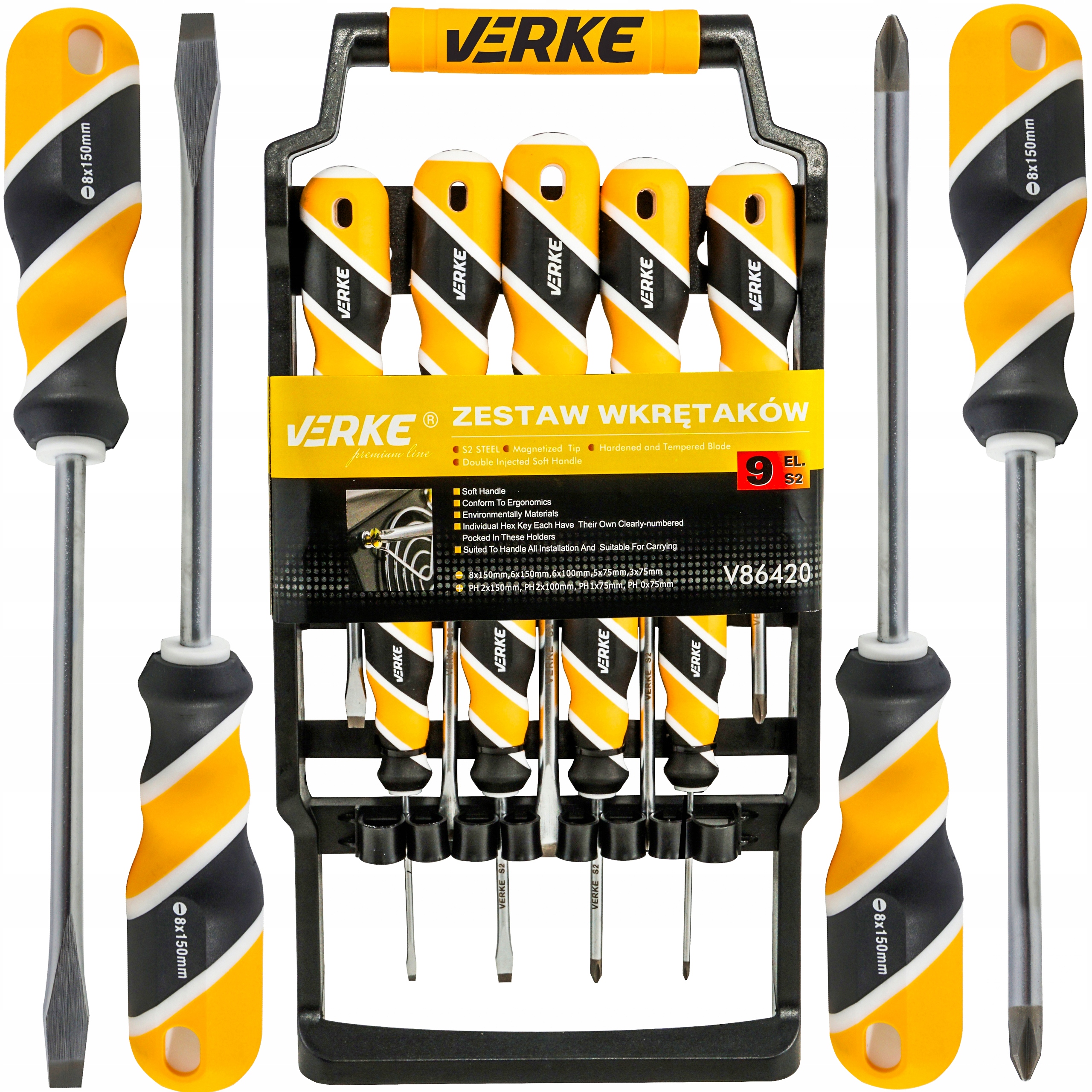 ZESTAW WKRĘTAKÓW ŚRUBOKRĘTÓW WKRĘTAKI ŚRUBOKRĘTY PŁASKIE KRZYŻAKOWE MAGNES