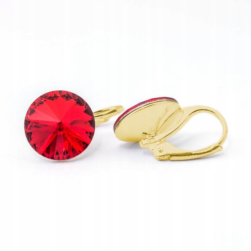 Náušnice pozlacené stříbro 925 s krystaly Swarovski Rivoli 12 mm Light Siam
