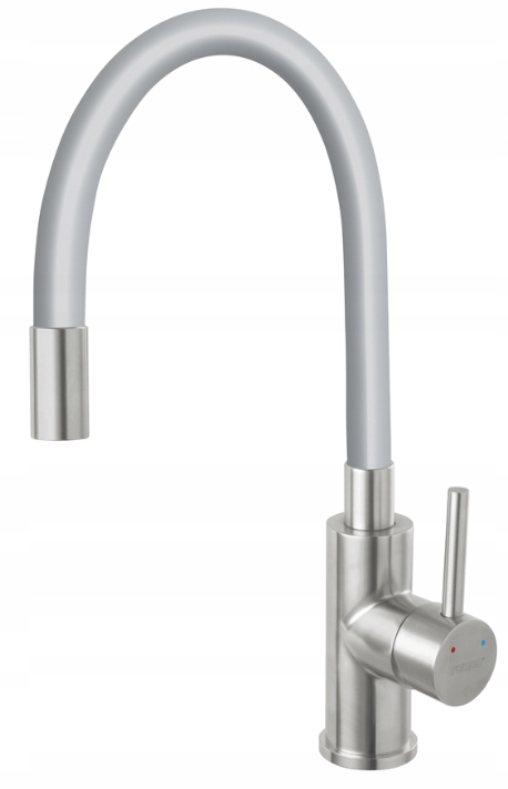 Ferro Bateria kuchenna Zumba stojąca Inox Srebrna, elastyczna wylewka.