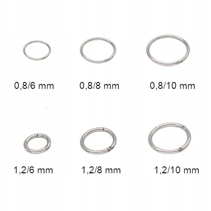 KOLCZYK KÓŁKO CLICKER RING STAL 316L 1,2/12 mm Część ciała nos