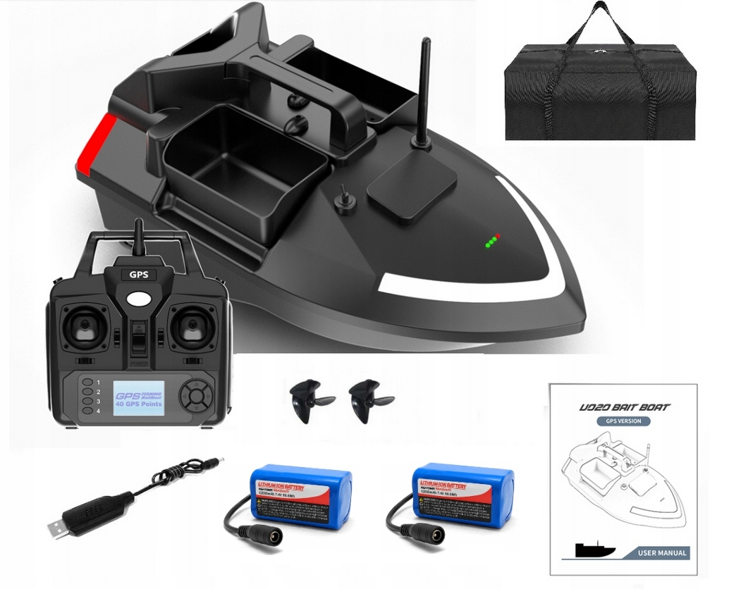 ŁÓDKA ZANĘTOWA WĘDKARSKA FLYTEC 3 GPS AUTO POWRÓT 2X AKUMULATOR 12000MAH