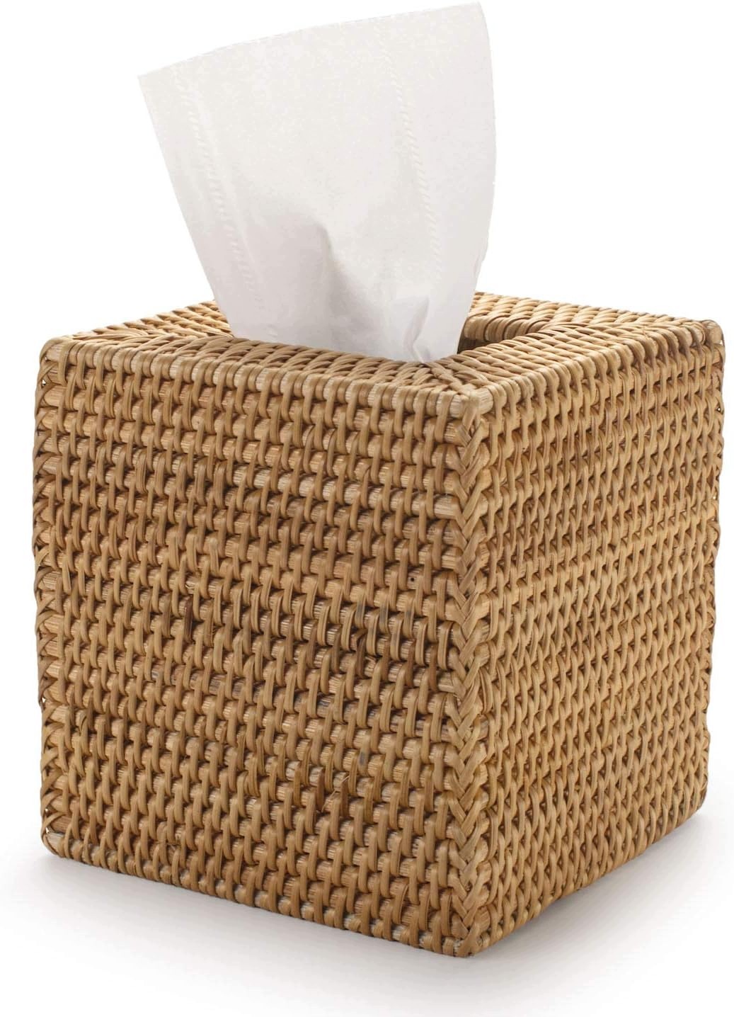 Krabička Kapesníky 14X14X15 CM Přírodní Ratan Čtvercové Pouzdro