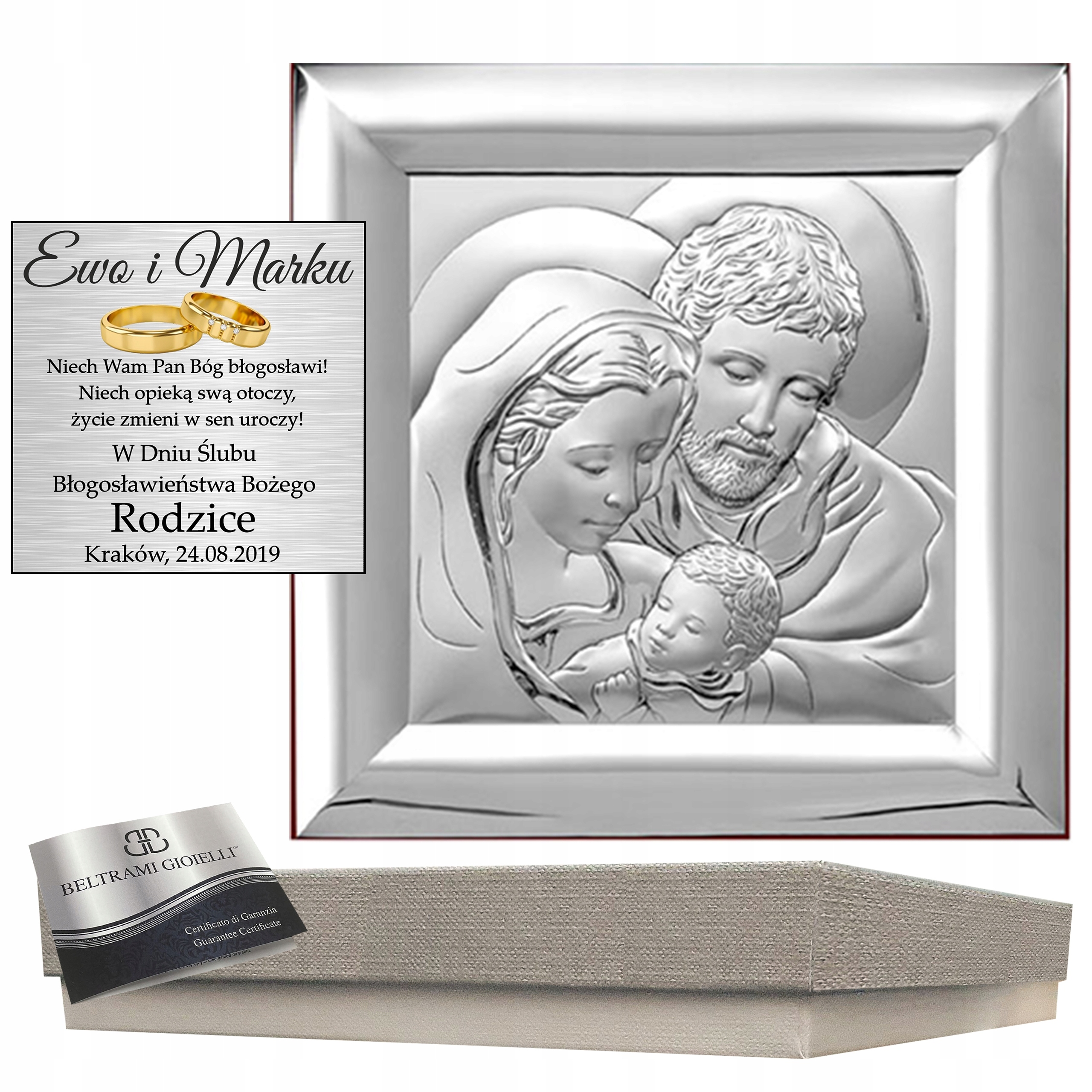 Stříbrný obraz Svatá rodina dárek Svatba Svaté Přijímání