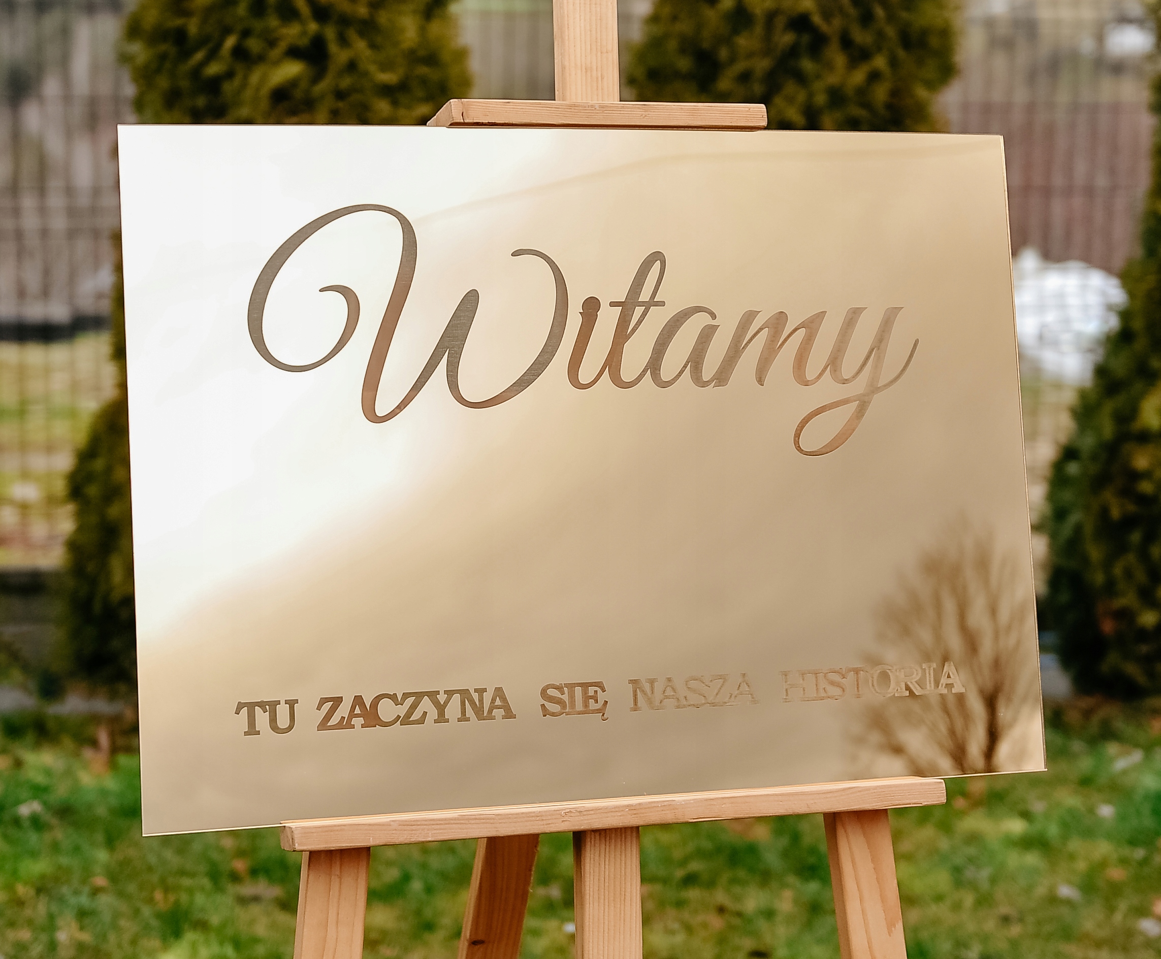 Tablica weselna na powitanie Ślub Wesele dekoracja TAB-2GZ ZŁOTA Marka Dekor Laser