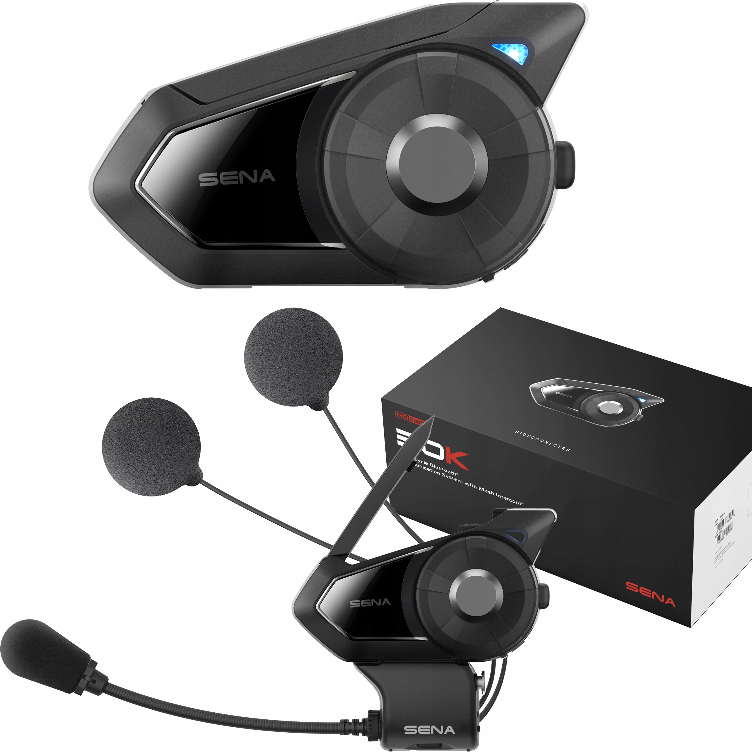 Sena 30K-03 Motocyklový Interkom pre 1 Prilbu Mesh 2.0 Bluetooth 4.1 s Dosahom do 2000M