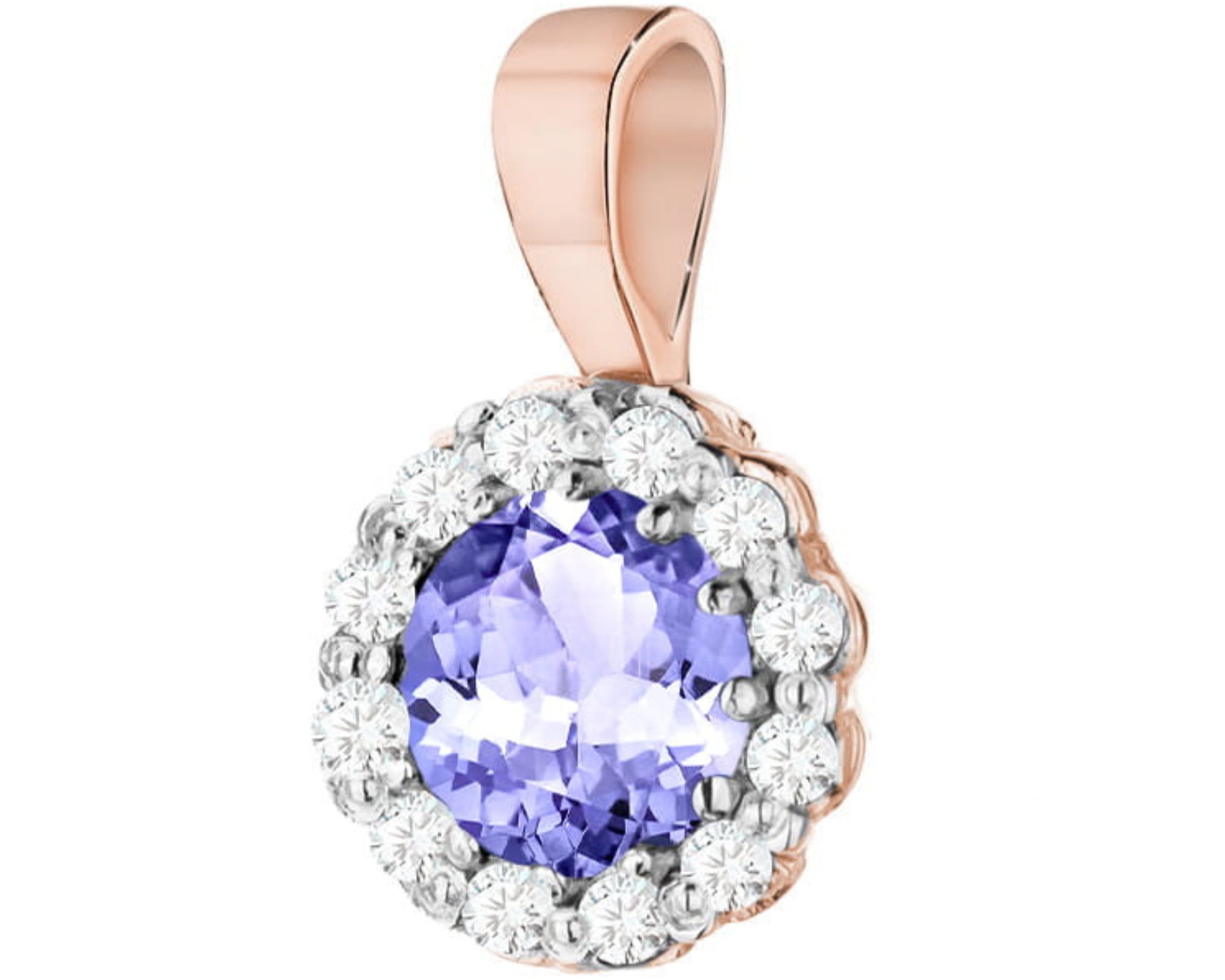 Přívěsek S Tanzanitem A Diamanty Růžové Zlato 585 Gravírování
