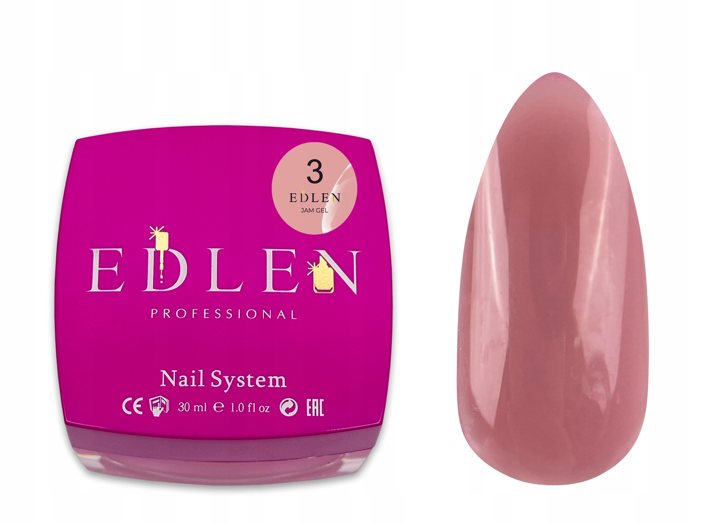 Edlen Jam Gel 03 Růžový Gel Želé pro rekonstrukci a prodlužování 30 ml