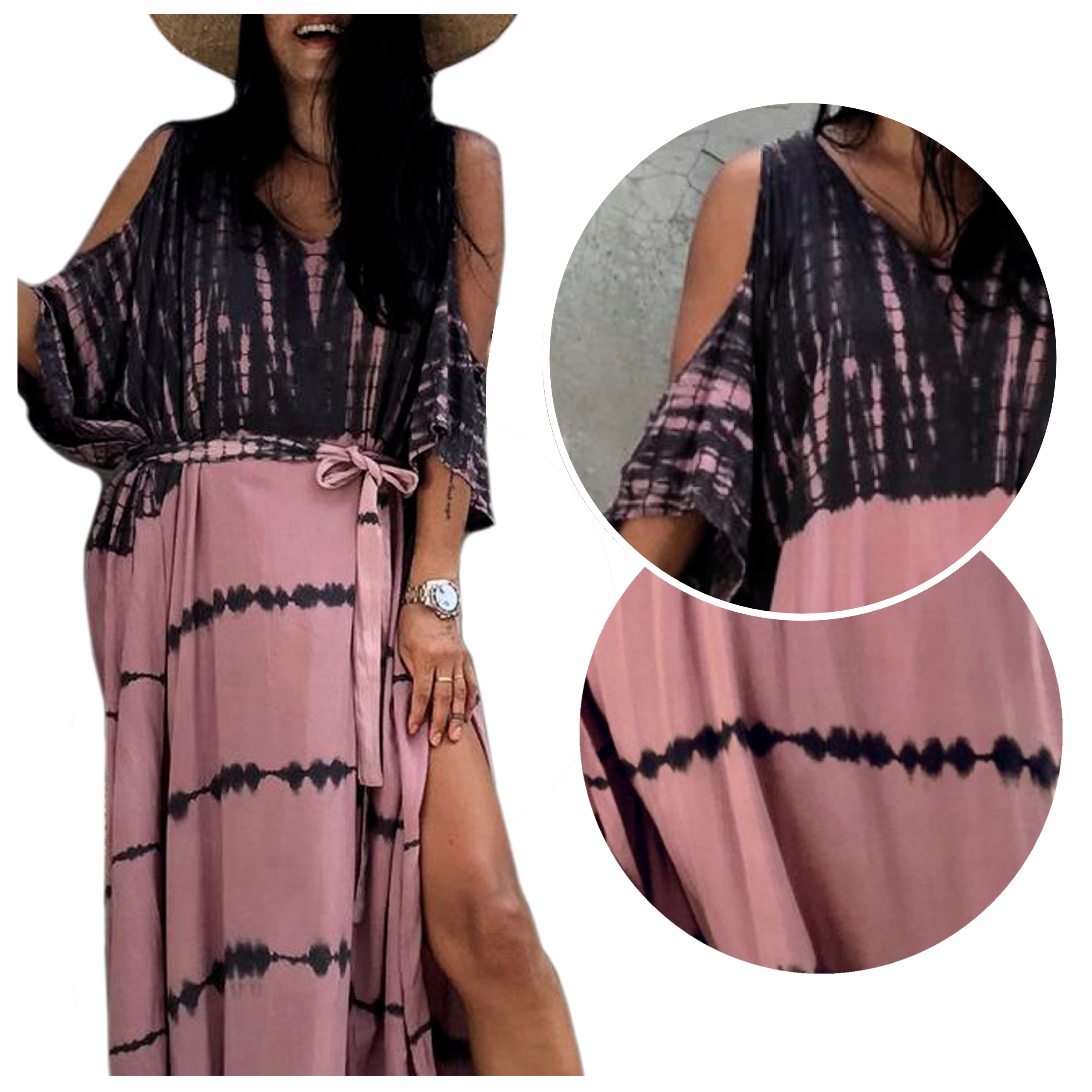 

Sukienka plażowa długa Letnia tunika Boho pasek