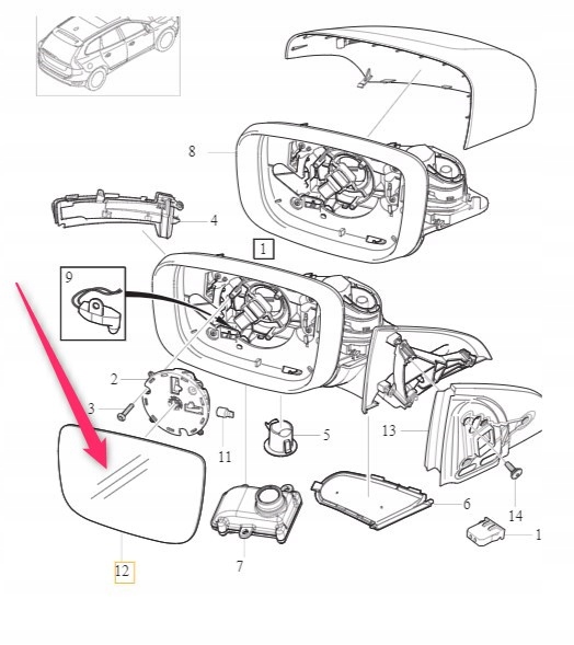 Szklo lusterka lewego Volvo