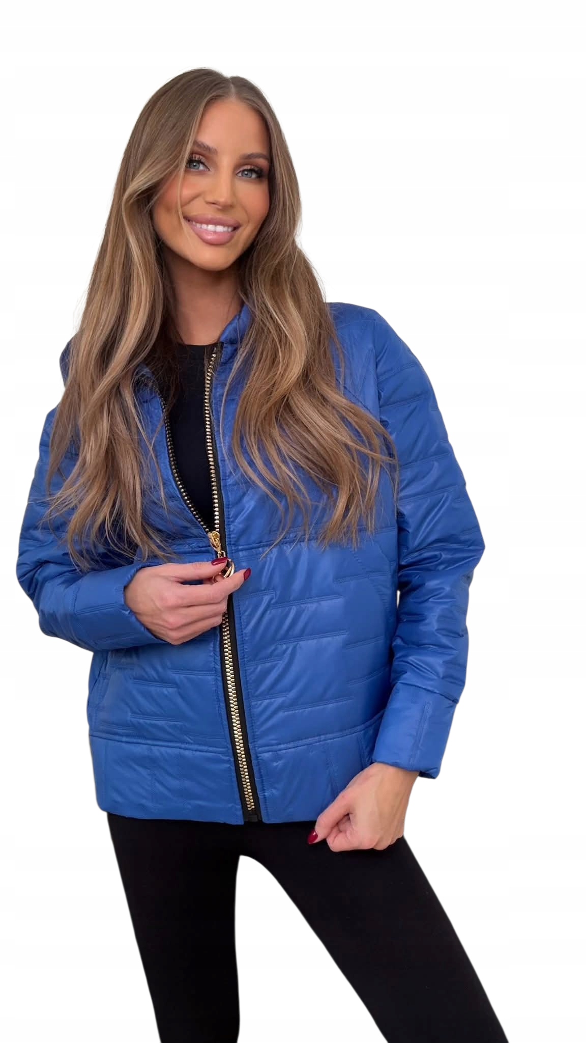 Lehká, prošívaná bunda s kapucí, velikost plus size, barva chrpa Velikost 50/52