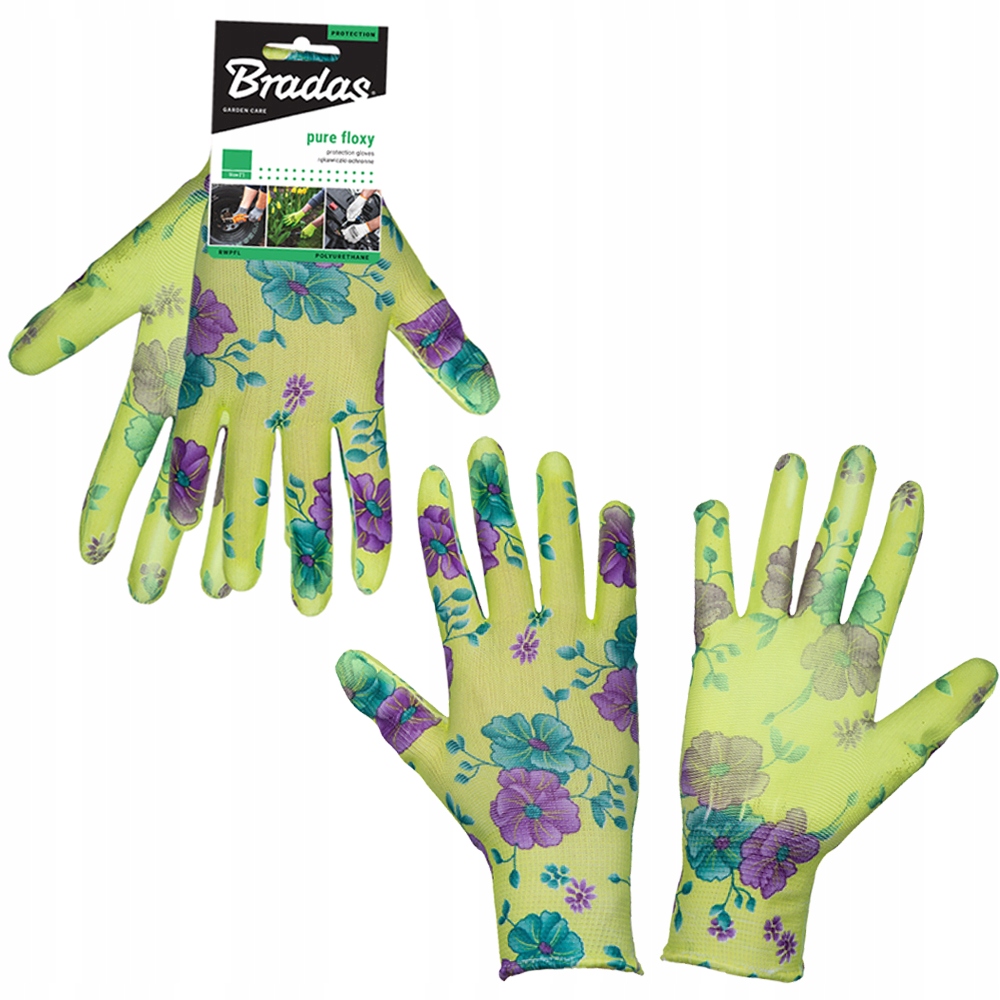 Rękawice Robocze Poliuretanowe do Ogrodu PURE FLOXY DAMSKIE Kwiatki Rozm. 6