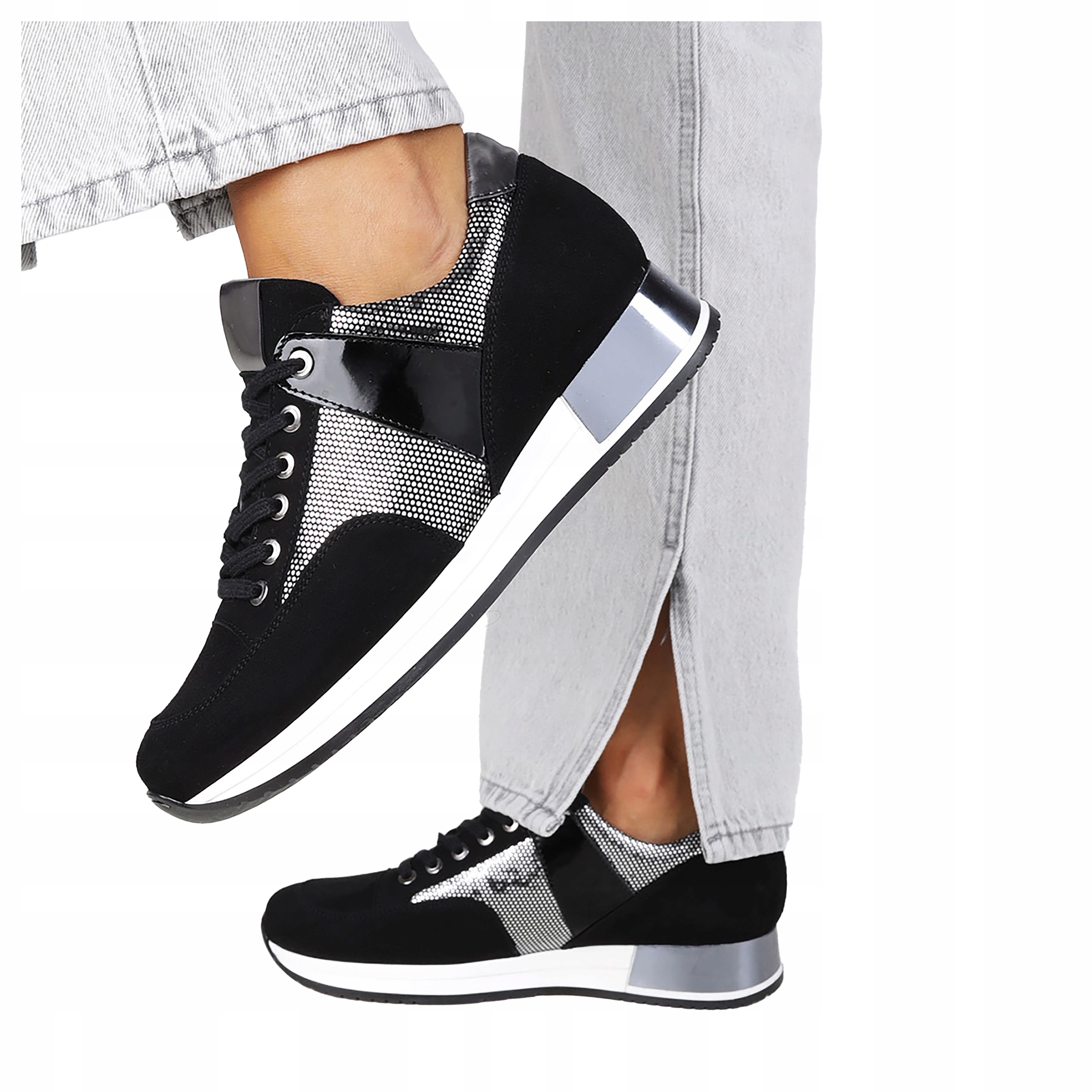 Dámské kožené tenisky Sportovní obuv se šněrováním, Polský Výrobek, velikost 38