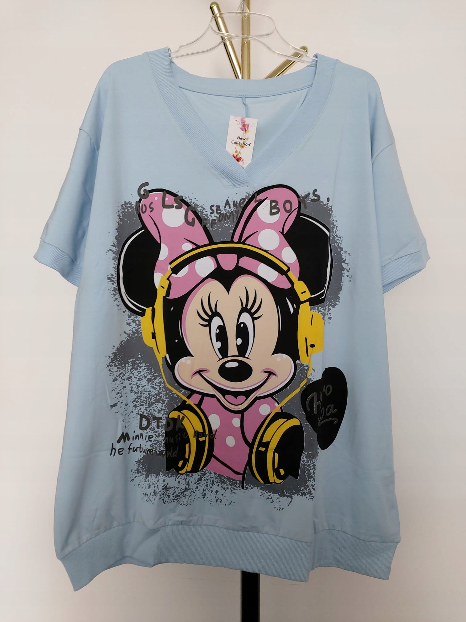 Wawa Premium bluzka Plus size Uni do 48/50 bawełna blue myszka mini baby