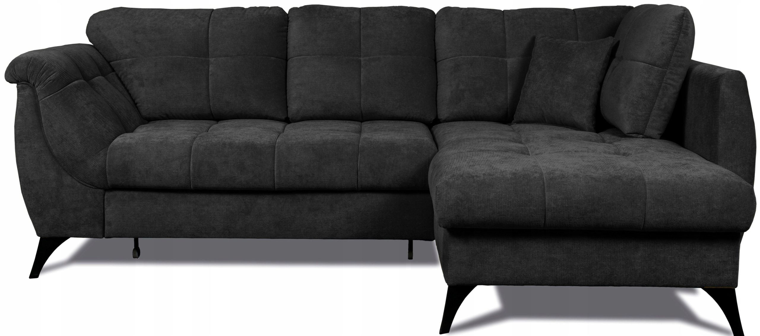 Rohová Sedací Souprava Tesa L Rozkládací Spací Funkce Kontejner Velký Rohová Sedačka černá