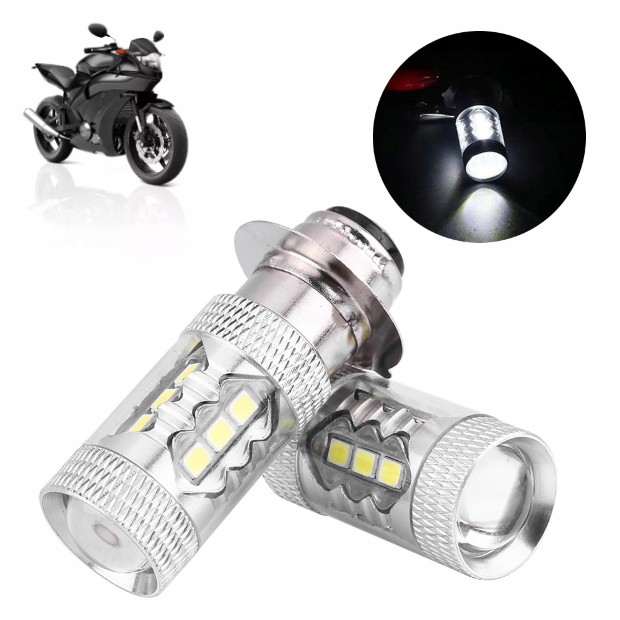 2 Szt żarówka Led H6/P15D 12V motocykl