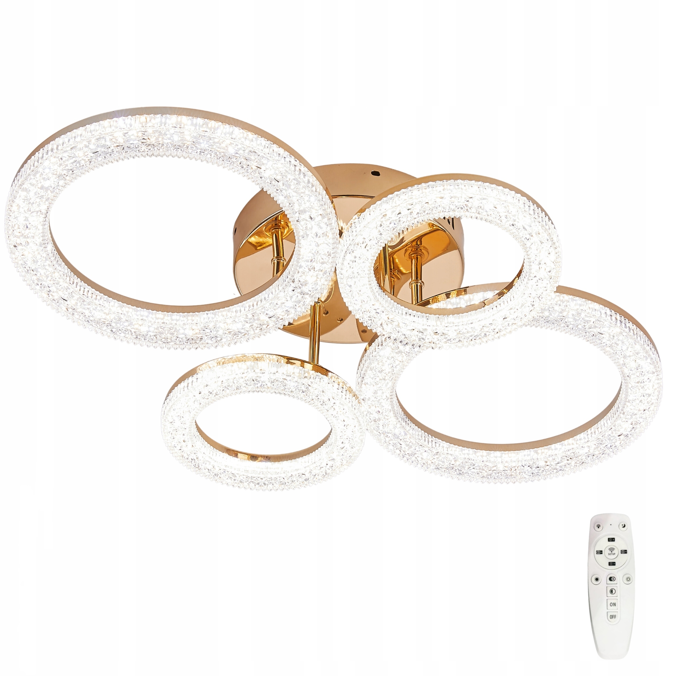 Lampa Sufitowa Zloty Kryształowa Glamour Wisząca Żyrandol Plafon Led Pilot