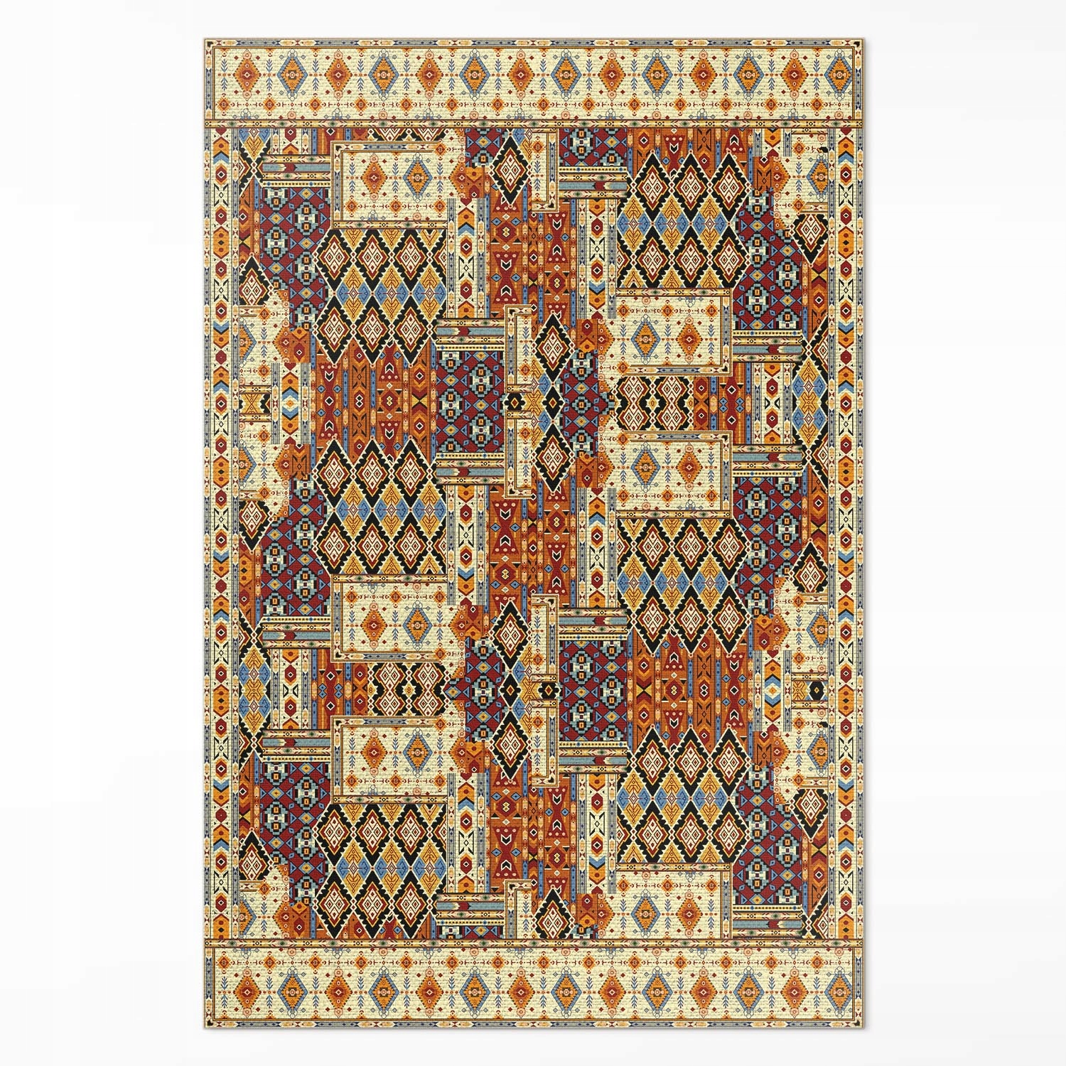 Pvc koberec do kancelárie Rozmer: 150 x 225 cm Geometrický patchwork boho vintage