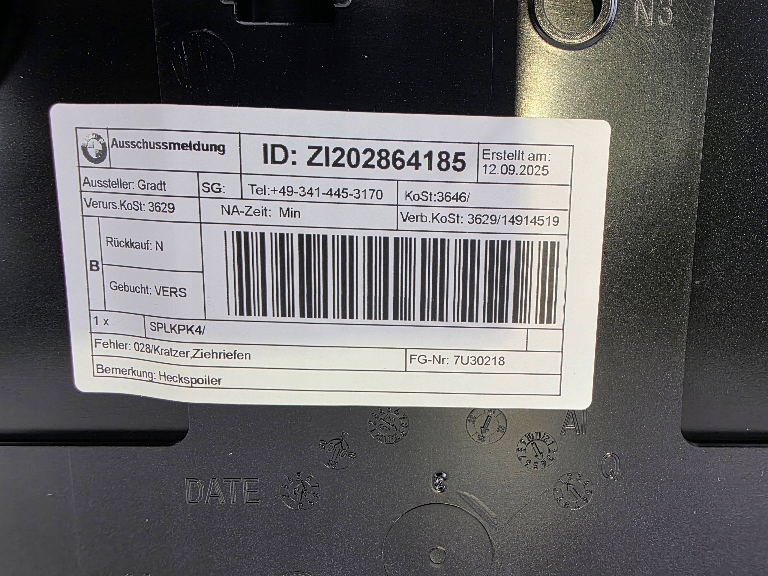spoiler LOTKA bonnet MINI U25 5A0DF06 668 SCHWARZ II
