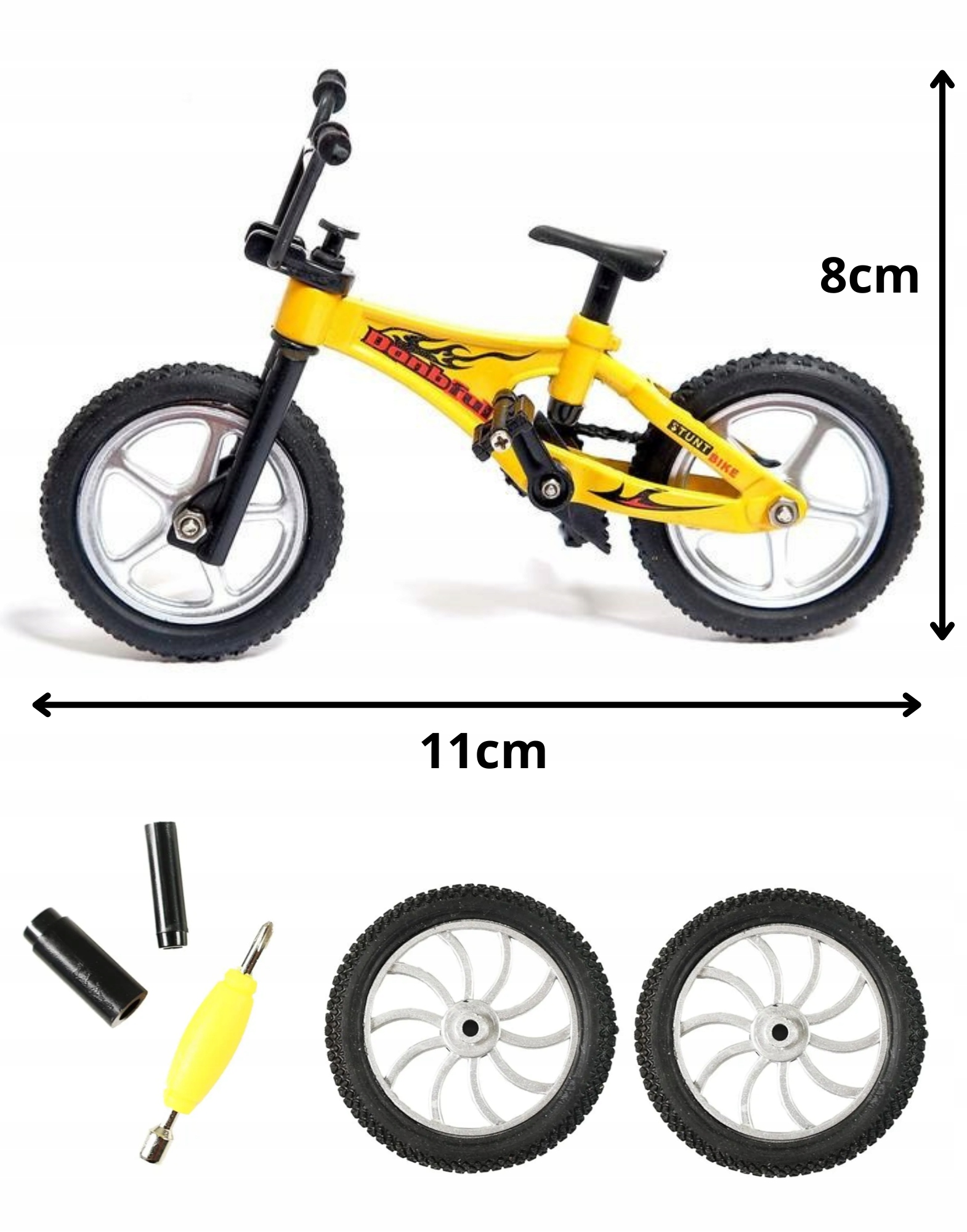 Mini rower fingerbike żółty z akcesoriami FB-08-A – Ruchome elementy i części zapasowe