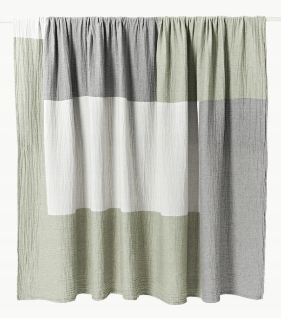 Prehoz z mušelínu Hekla 230 x 250 cm, farba Olivovo zelená, svetlošedá