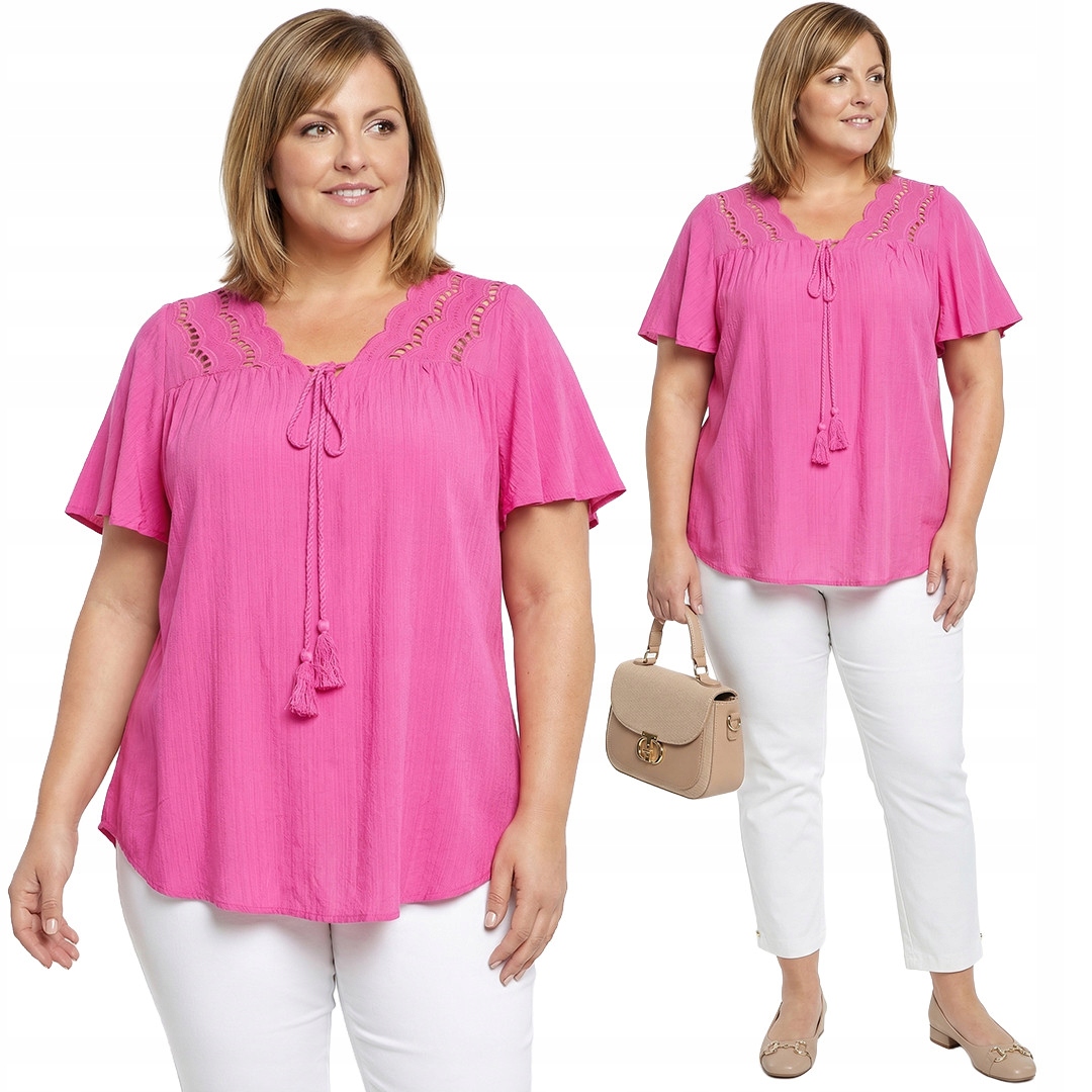 Růžová halenka se zavazováním plus size velikost 56