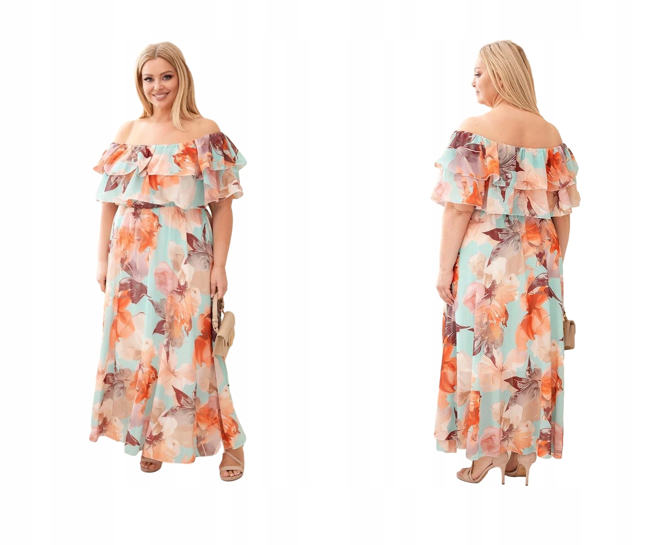 Mátová dámská šaty sukně Plus Size maxi s volánem