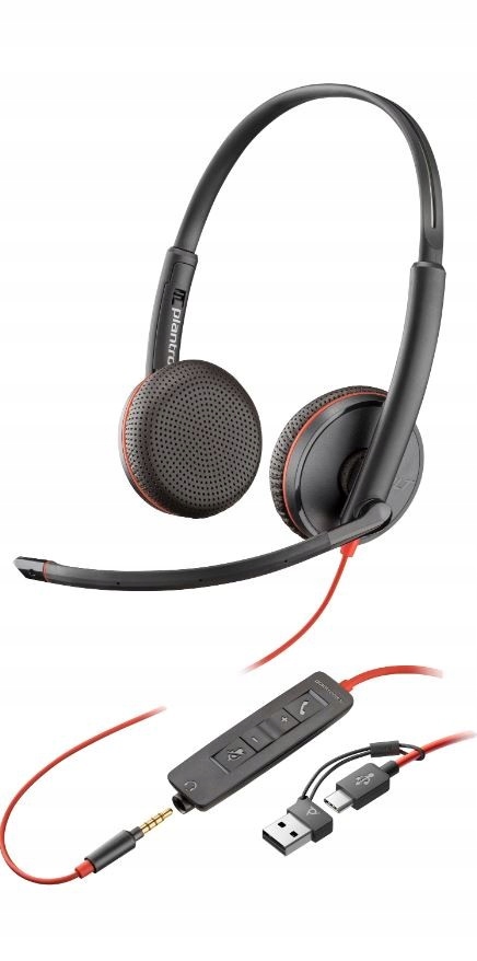 Poly Słuchawki Blackwire 3225 USB-C/A+3,5mm 8X229AA