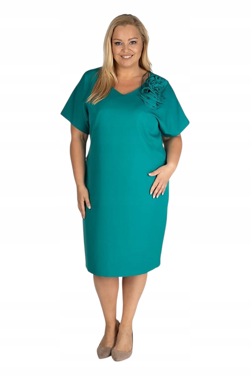 Elegantní banketová šaty s květinou plus size velikost 46 zelená