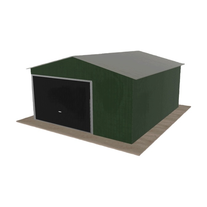 Plechová garáž 4.5x5 m jednopolohová dvouspádová zelená