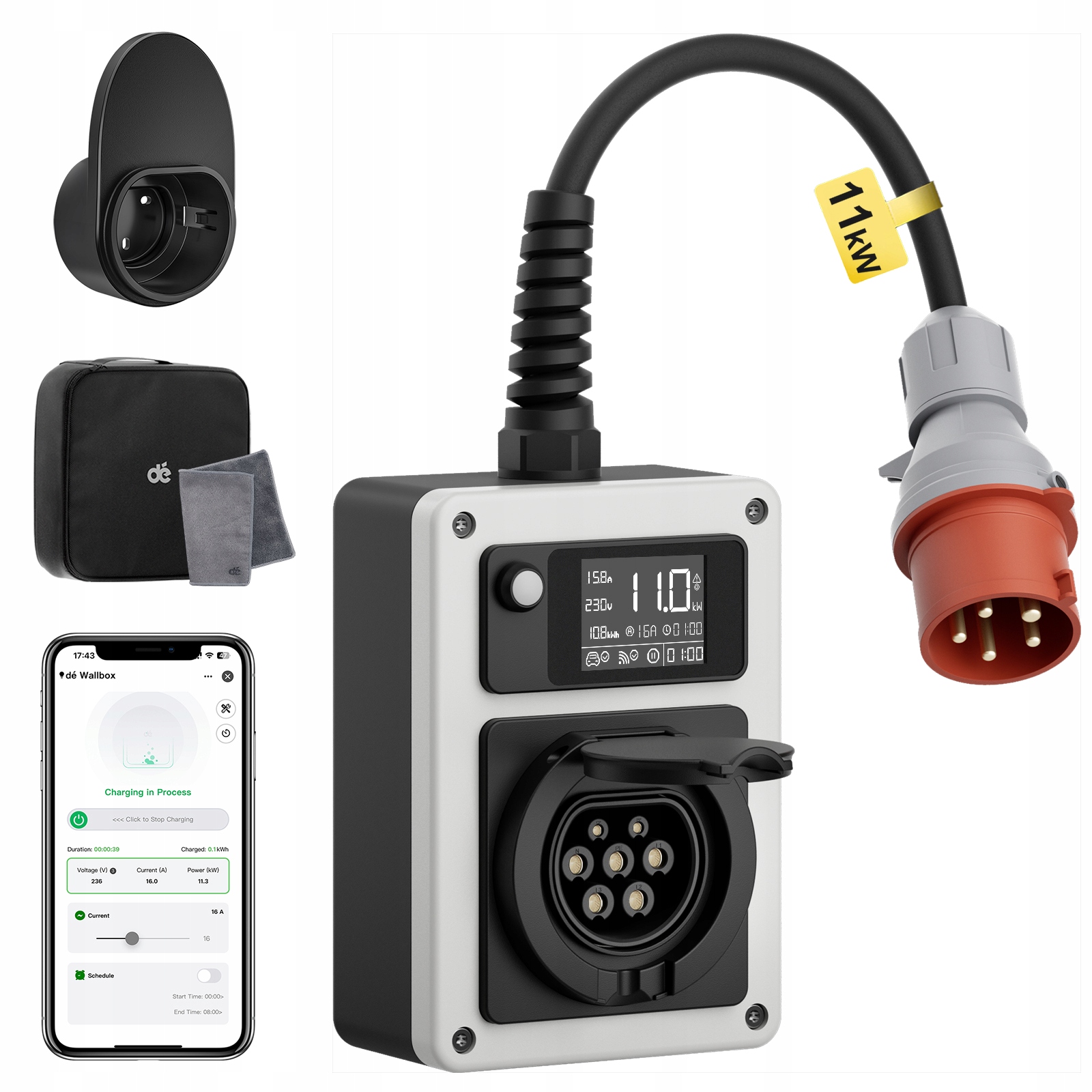 Nabíjačka do auta Typ2 11 kW Prenosný mobilný Wallbox Ev Cee 16A