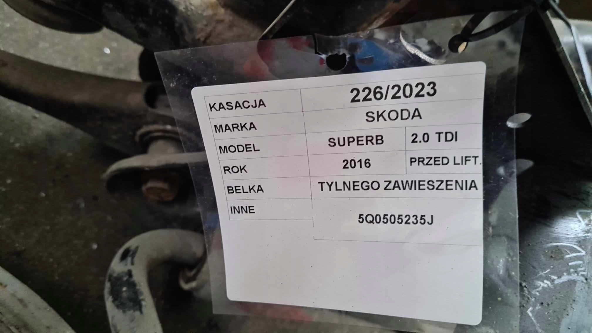 SKODA SUPERB III AUDI VW axle beam subframe sider rear part 5Q0505235J complete
