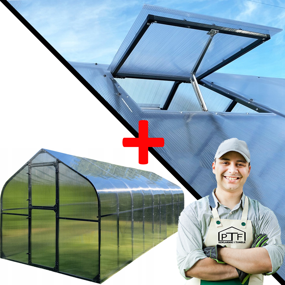 Polykarbonátový Skleník Tunel 15M2 250X600 Ptf Polsko Antracit Grafit Okno