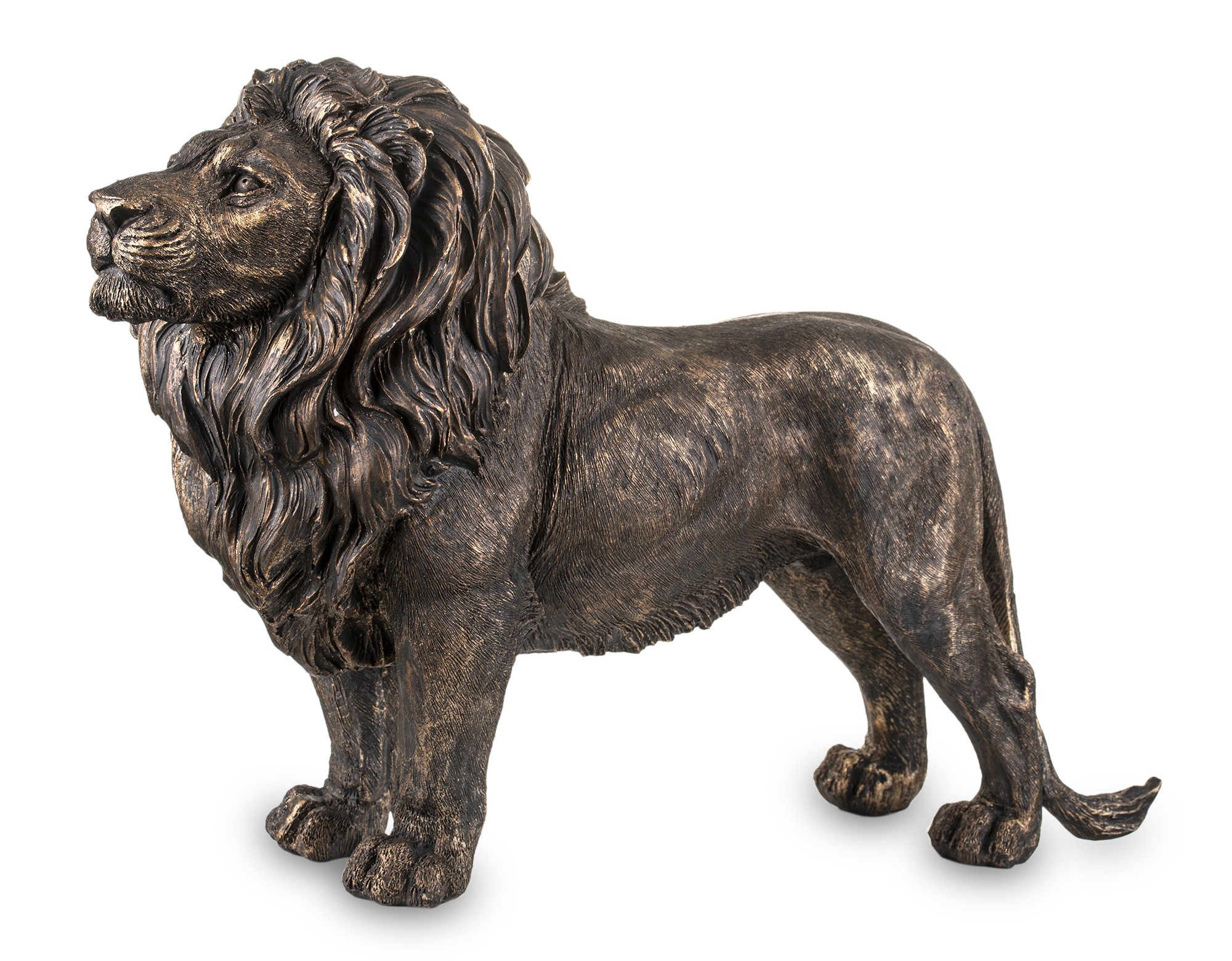 Lev Figurka Leva Kráľ džungle Hnedá Zlatá ozdoba Retro darček Dekorácia