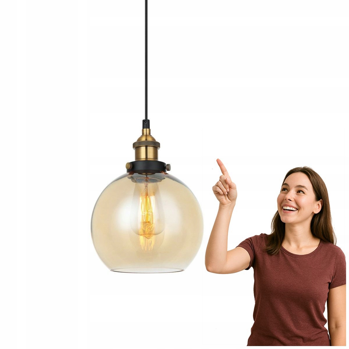 Závěsná lampa Cardena Industriální Jantar Italux